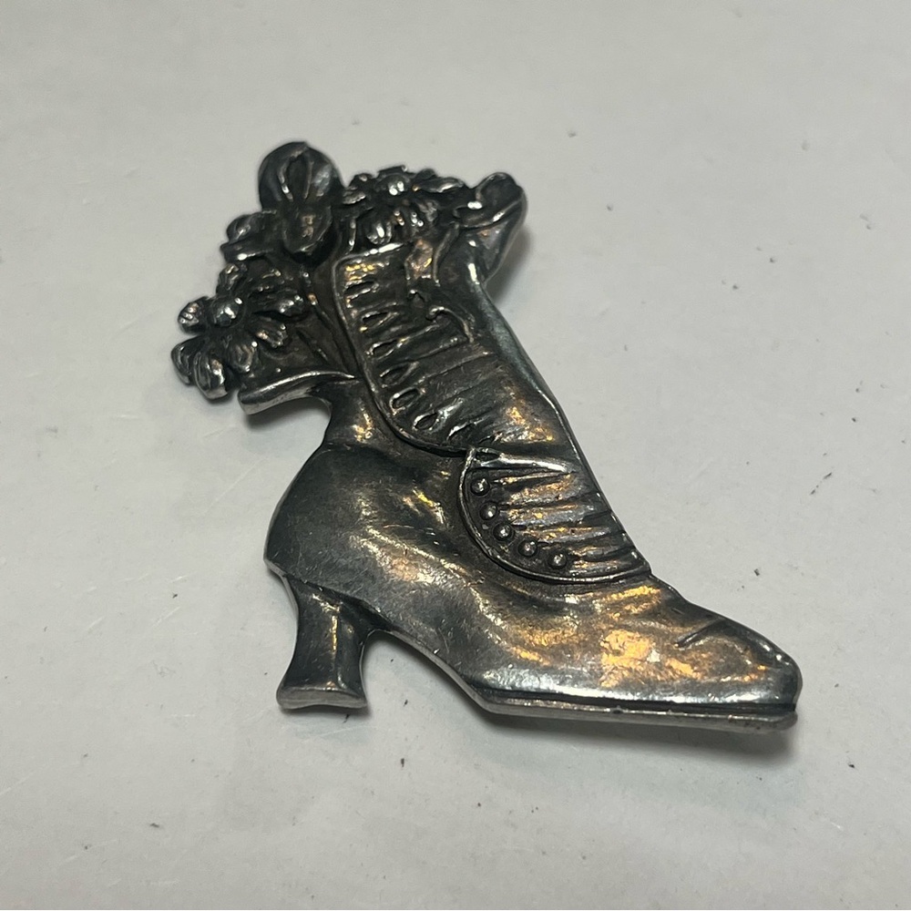 Vtg 1988 seagull pewter boot brooch pin